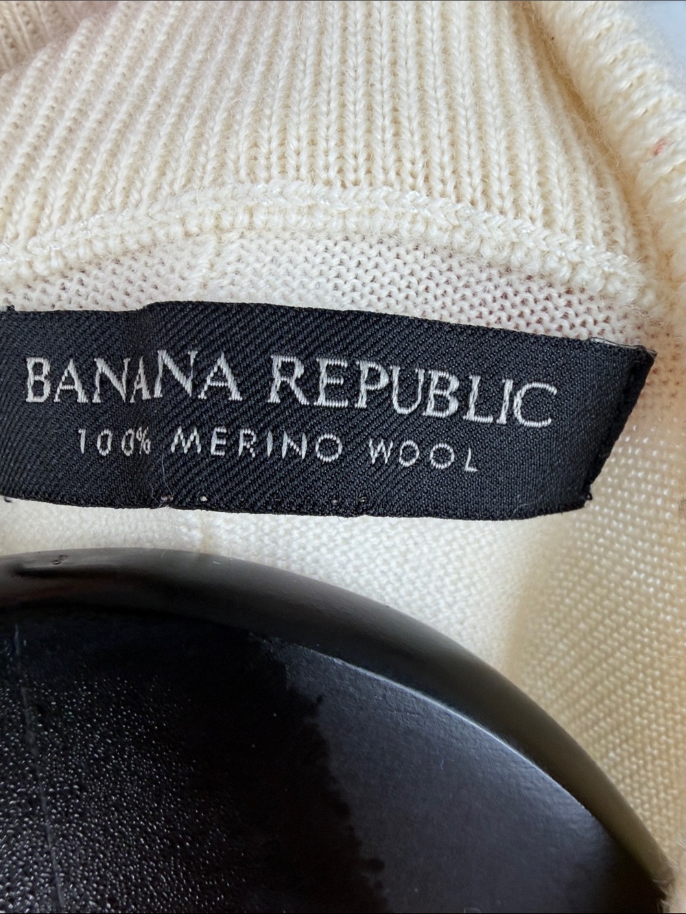 Banana Republic 100% Extra Fine Merino Wool Mock Neck Sweater XXL Ivory - Picture 2 of 7